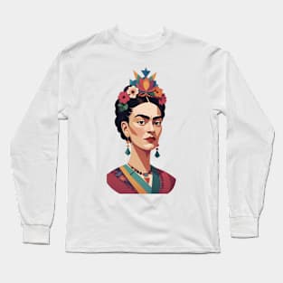 Frida's Eternal Gaze: Illustrated Tribute Long Sleeve T-Shirt